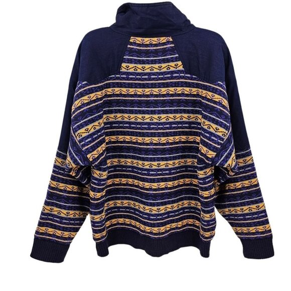 Spyder Vintage Mens M Wool Pullover Half Zip Sweater Purple Yellow - Picture 6 of 14